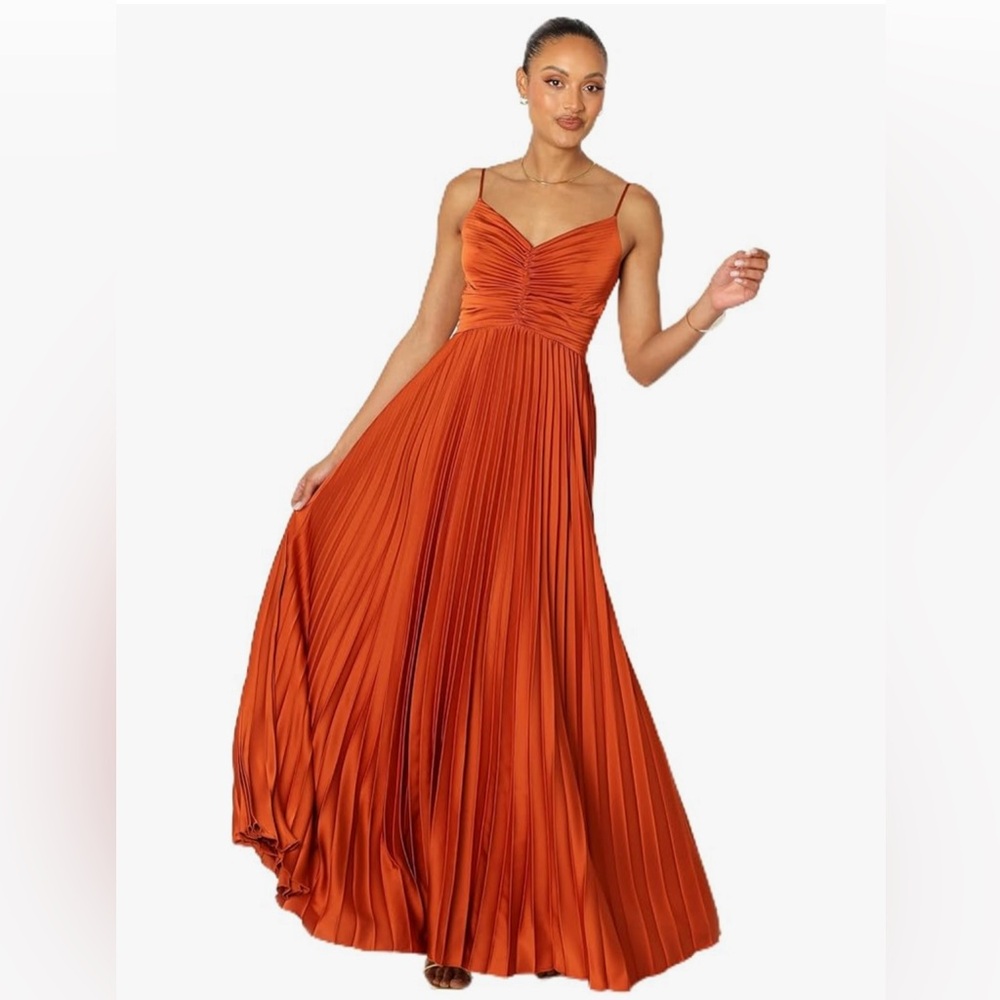 Petal & Pup Orange Naira Pleated Maxi Dress